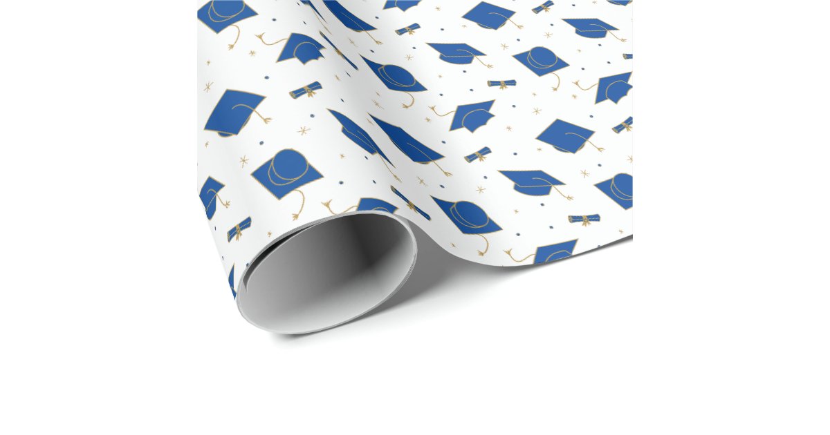 Blue Graduation Cap Toss Wrapping Paper | Zazzle