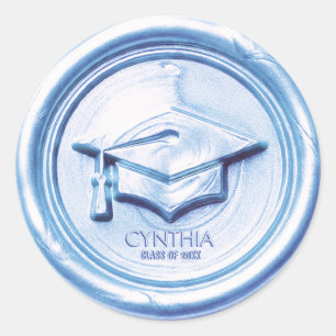 Blue Graduation Cap  Wax Seal