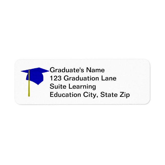 Blue Graduation Cap, Yellow Tassel Address Labels (Front)
