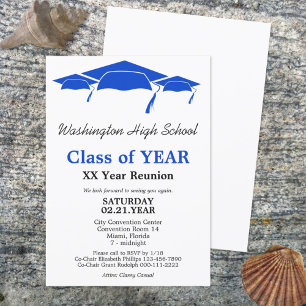 Blue Graduation Caps Class Reunion Template