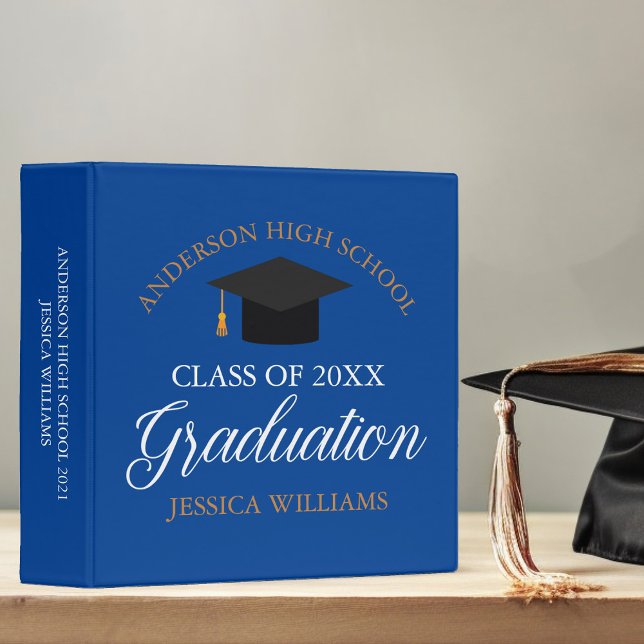 Blue Graduation Class of 2025 Senior Photo Album 3 Ring Binder (Creator Uploaded)