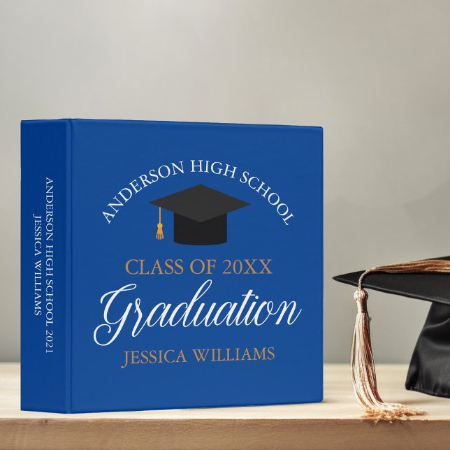 Blue Graduation Class of 2025 Senior Photo Album 3 Ring Binder (Creator Uploaded)