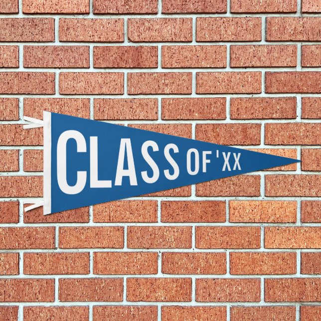 Blue Graduation Class Of 2026 Custom Pennant Flag (Front)