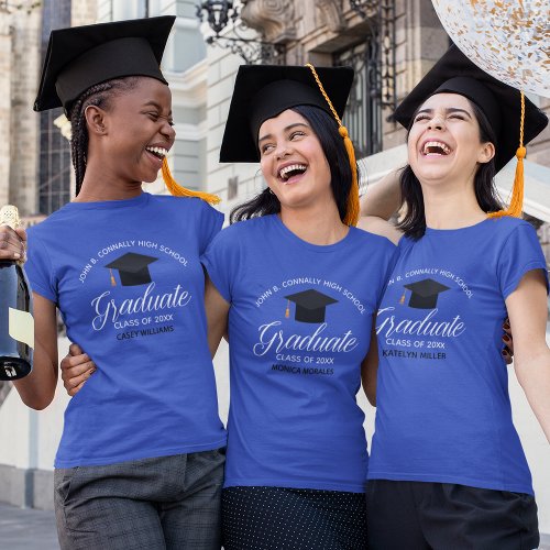 Blue Graduation Custom 2024 Graduate Womens T_Shirt