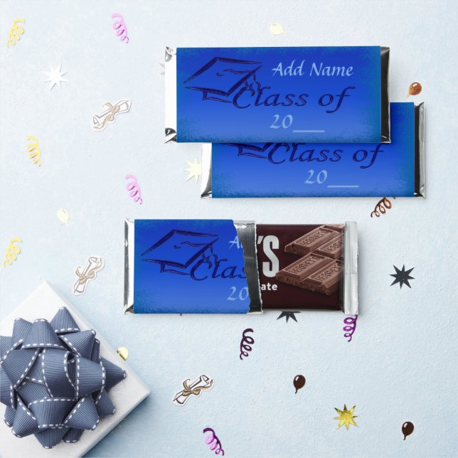 Blue Graduation Favors Hershey's Chocolate Bars (Front)
