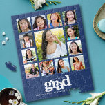 Blue Graduation K–12 Photo Collage Modern Bold Jigsaw Puzzle<br><div class="desc">Be proud, rejoice and showcase this milestone of your favorite grad. Create this elegant, simple, modern, personalized high school graduation K – 12 photo collage jigsaw puzzle for a keepsake you’ll always treasure. A fun, playful visual of bold, graphic, white typography, along with their name, class year, school and 13...</div>