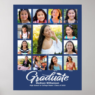 Blue Graduation K–12 Photo Collage Script Modern Poster