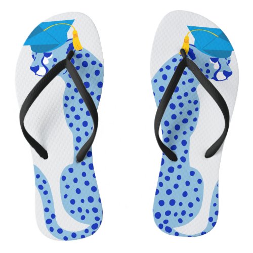 Blue Graduation Leopard Pair of Flip Flops