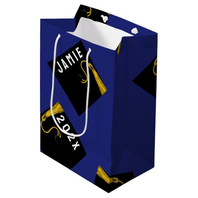 Blue Graduation Medium Gift Bag (Front Angled)