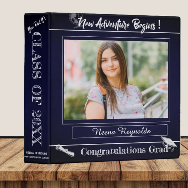 Blue Graduation Memories  Photo scrapbook 3 Ring Binder (Creator Uploaded)