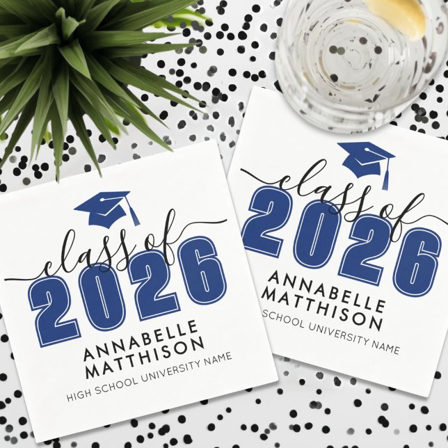 Blue Graduation Napkins (Graduate Modern Blue Graduation Napkins)