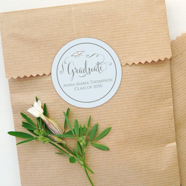 Blue Graduation Party Favor Label Custom (Creator Uploaded)