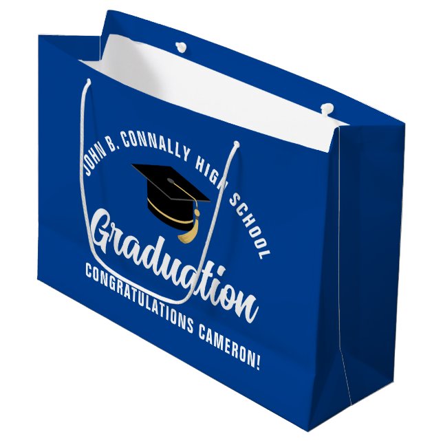 Blue Graduation Party Personalized 2026 Graduate Large Gift Bag (Front Angled)