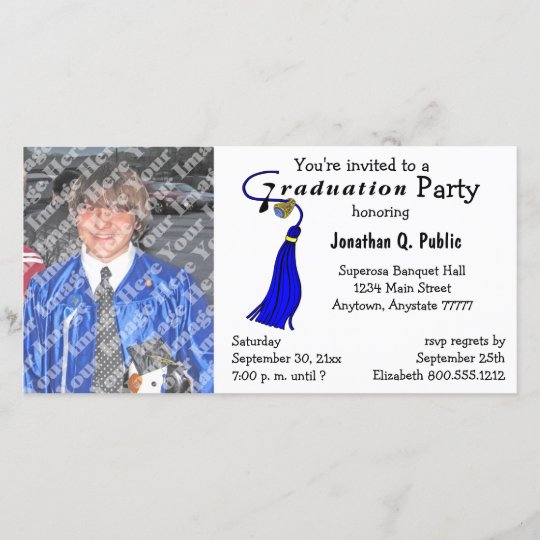 Blue Graduation Party Photo Invitation