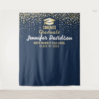 Blue Graduation Party Photobooth backdrop