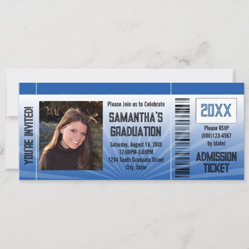 Any Year~ Blue Party/Event Ticket Custom Invitation