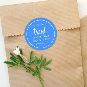 Blue Graduation Party Treat Favor Custom Classic Round Sticker