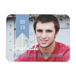 Blue Graduation Photo Announcement Magnet