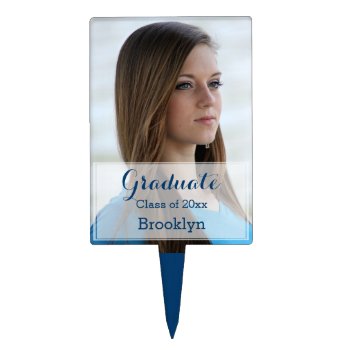 Blue Graduation Photo Cake Toppers by online_store at Zazzle