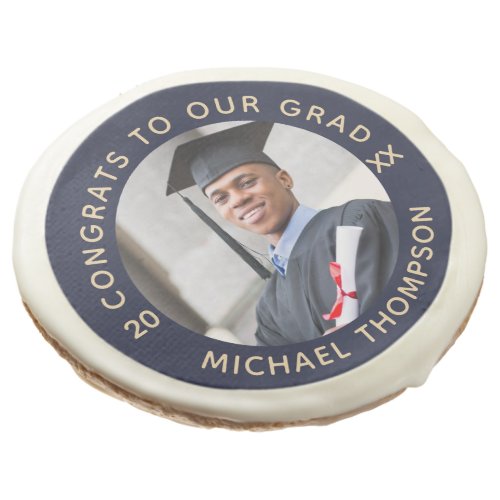 Blue Graduation Photo Class Year Personalized Sugar Cookie