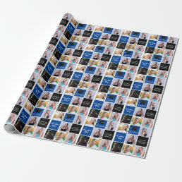 Blue Graduation Photo Collage Class of 2024 Grad Wrapping Paper
