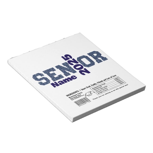 Blue Graduation Senior Candy Bar Wraps Party Favor Notepad (Angled)