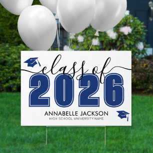 Blue Graduation Yard Sign