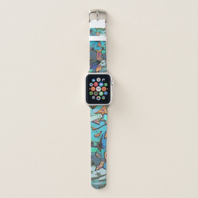 Blue Graffiti Design Apple Watch Band.