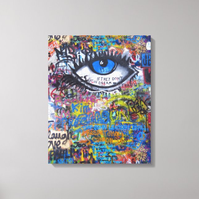 Blue graffiti evil eye canvas print (Front)