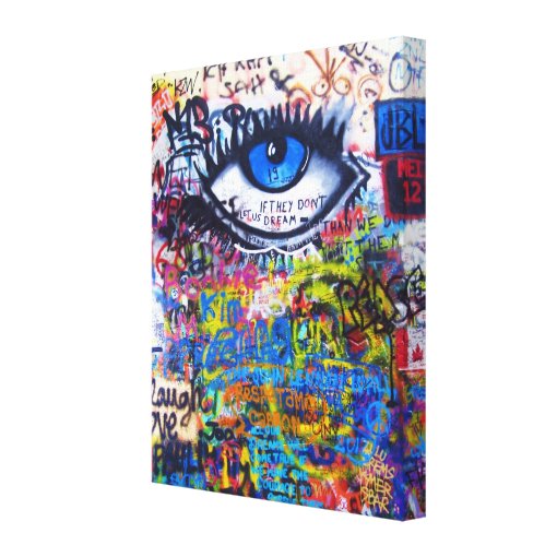 Blue graffiti evil eye canvas print | Zazzle