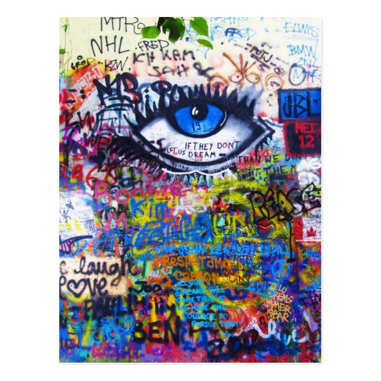 Blue graffiti evil eye postcard | Zazzle.com