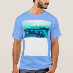 Blue Graffiti in front of Hamburg Port with Cranes T-Shirt