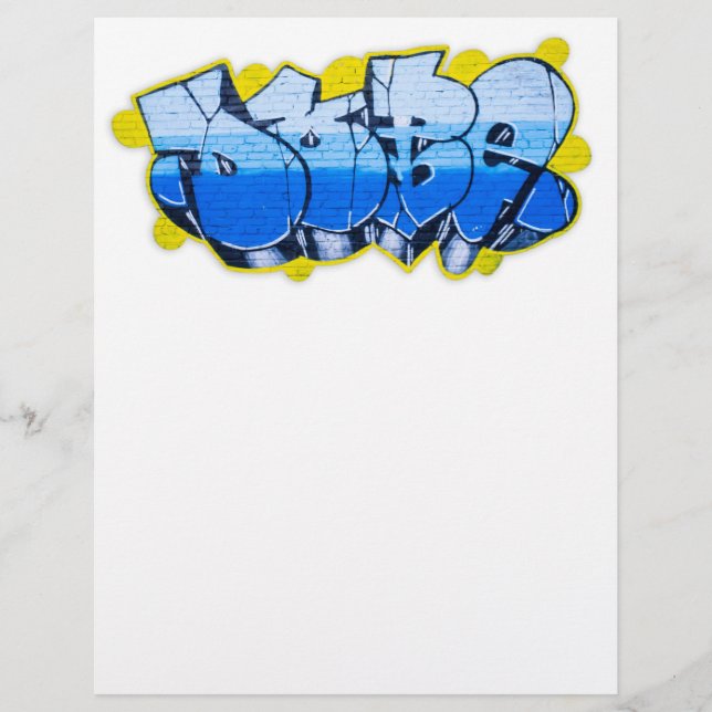 Blue graffiti on a brick wall flyer (Front)