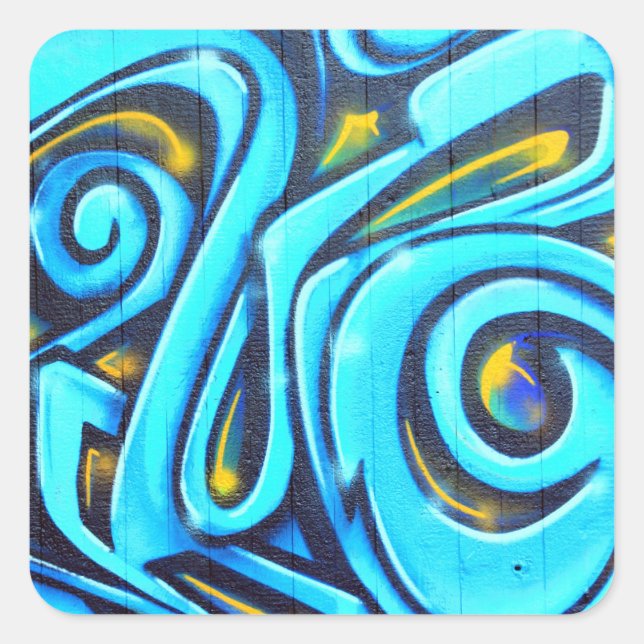 Blue Graffiti Street Art Abstract Square Sticker (Front)