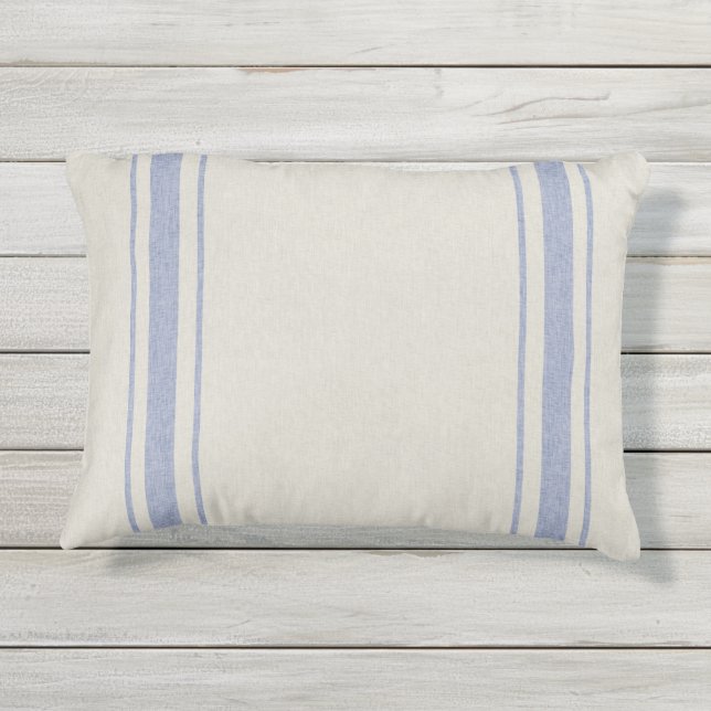 Blue Grain Sack Outdoor Pillow (Back)