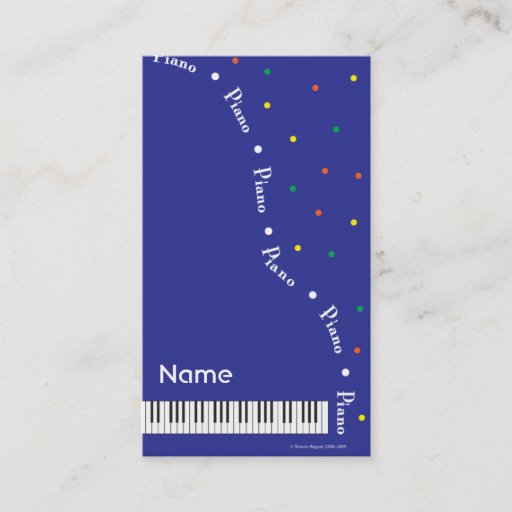 Customizable Blue Grand Piano Business Card