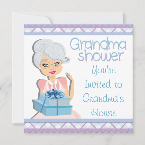 Blue Grandma Baby Shower Custom Announcement