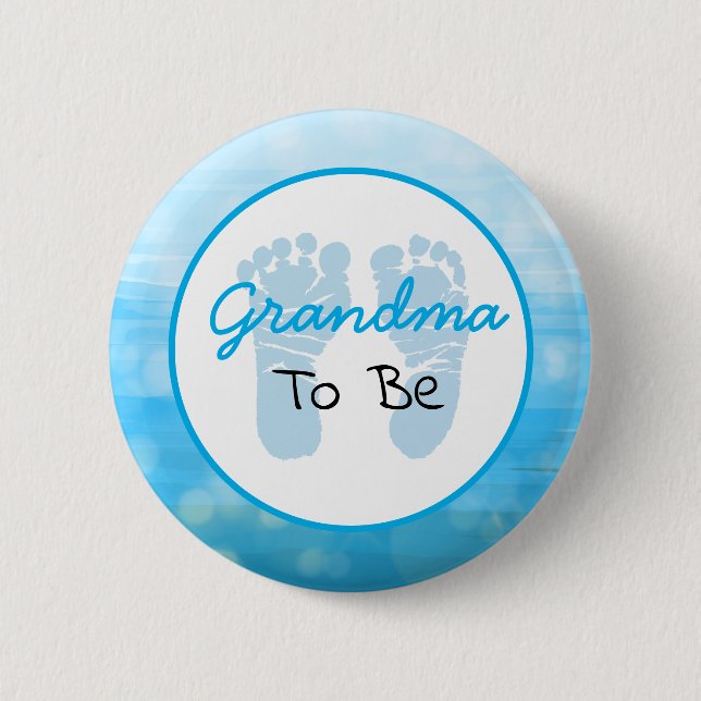 Blue Grandma to Be Baby Shower Button (Front)