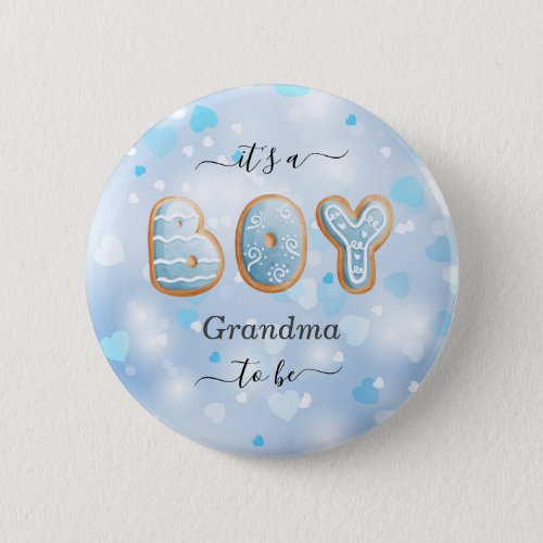Blue Grandma to Be Boy Baby Shower Button