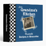 Blue Grandmas Kitchen 1.5&quot; Custom Photo Recipe 3 Ring Binder at Zazzle