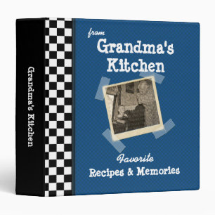 Blue Grandmas Kitchen 1.5" Custom Photo Recipe 3 Ring Binder