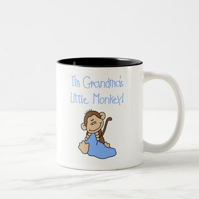 Blue Grandmas Little Monkey Two-Tone Coffee Mug (Right)