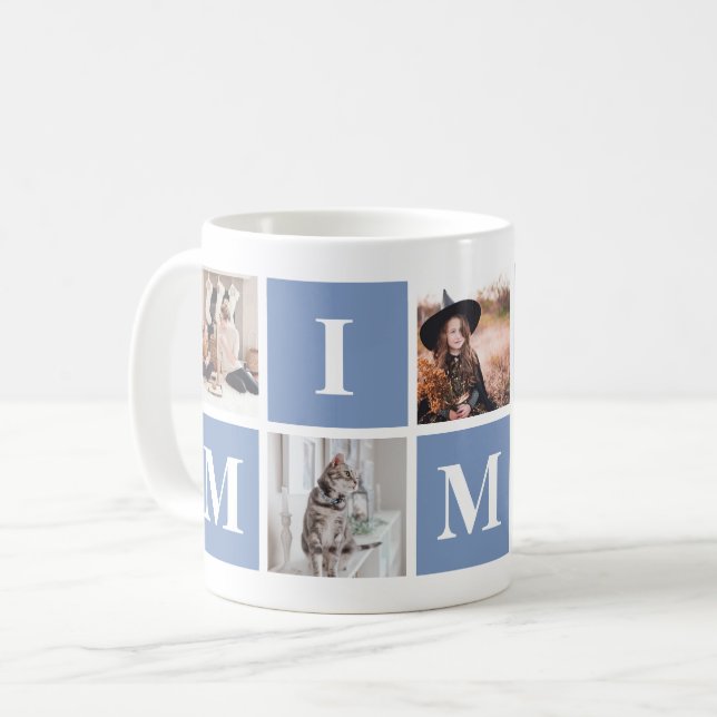 Blue Grandmother Photo Collage Mimi Coffee Mug (Front Left)
