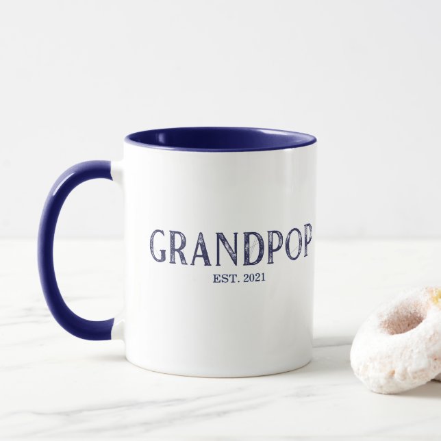 Blue Grandpop Year Established Mug (With Donut)