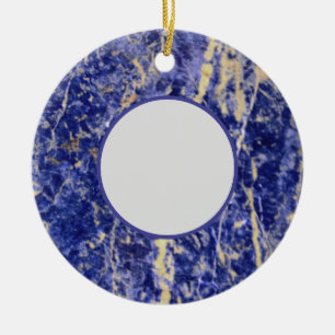 Blue Granite, blue marble, blue stone Ceramic Ornament