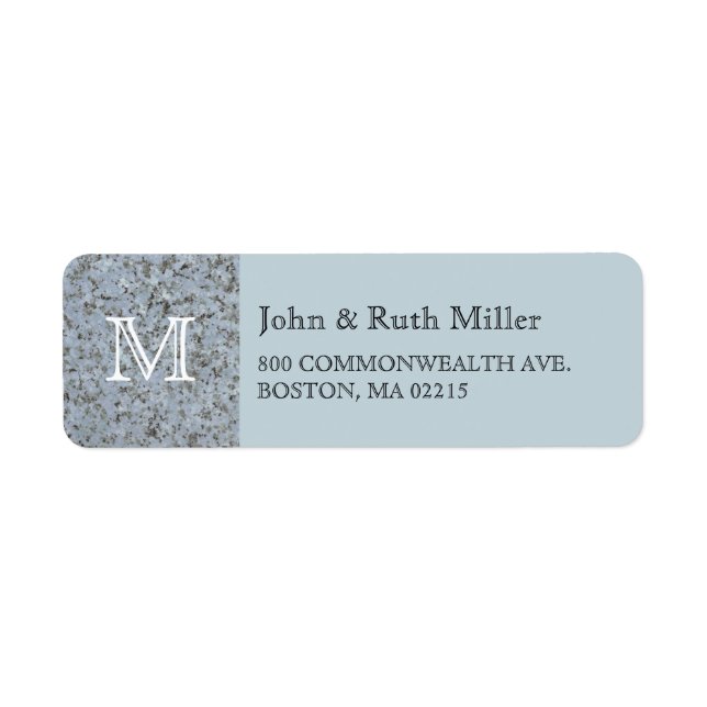 Blue Granite Monogram Return Address Labels (Front)