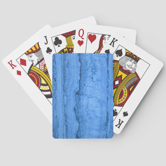 Blue Granite pattern blue marble blue rock stone Poker Cards (Back)