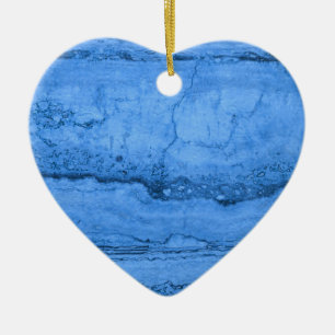 Blue Granite pattern, blue marble, blue stone Ceramic Ornament