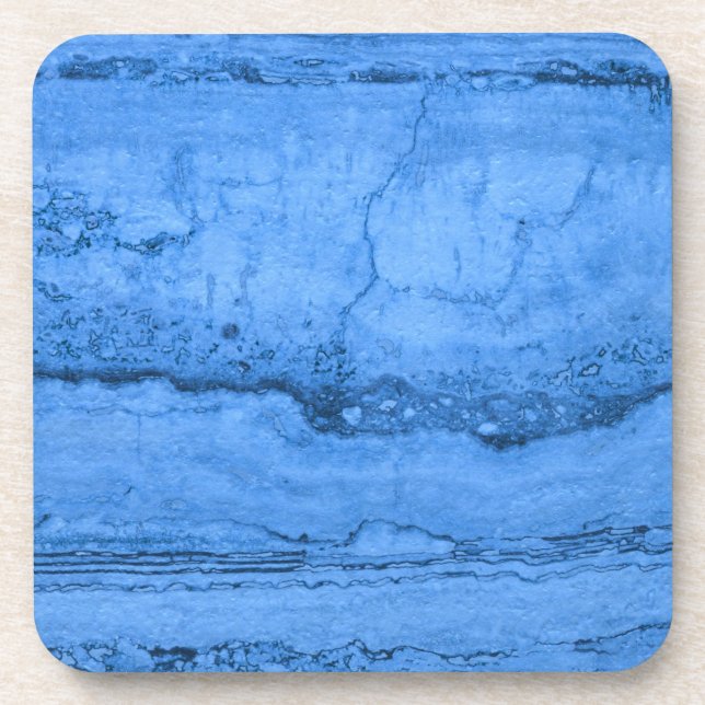 Blue Granite pattern, blue marble, blue stone Drink Coaster (Front)