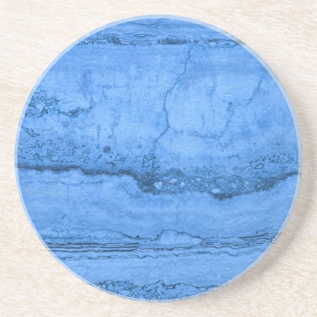 Blue Granite pattern, blue marble, blue stone Drink Coaster (Front)